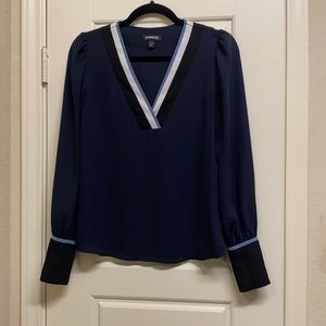 Express long sleeve navy blouse
